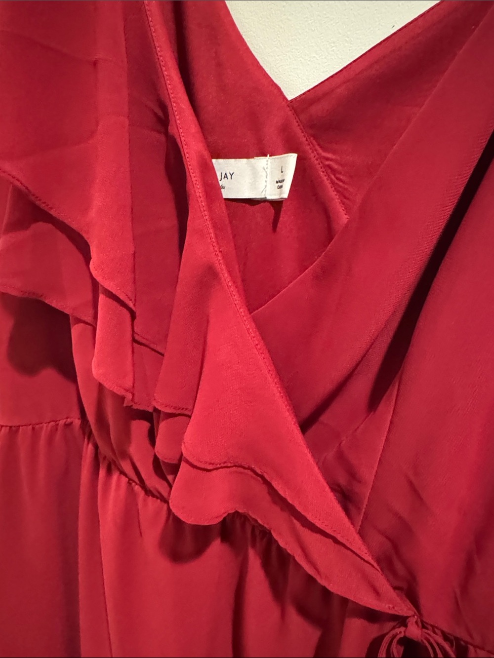 One-Shoulder Ruffle Wrap Dress - Picture 4 of 8